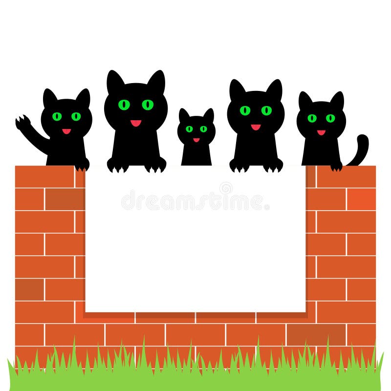 Cartoon kittens hiding behind paper, vector illustration. vector illustration Cartoon kittens hiding behind paper, vector illustration. vector illustration
