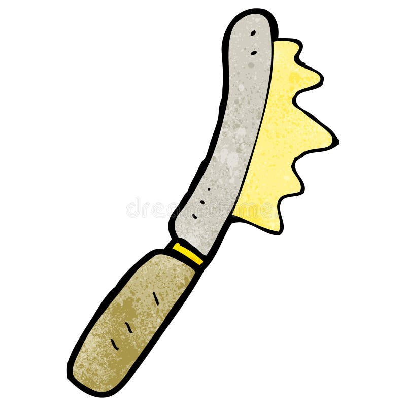 Cartoon Knife Spreading Butter Stock Vector Illustration of retro