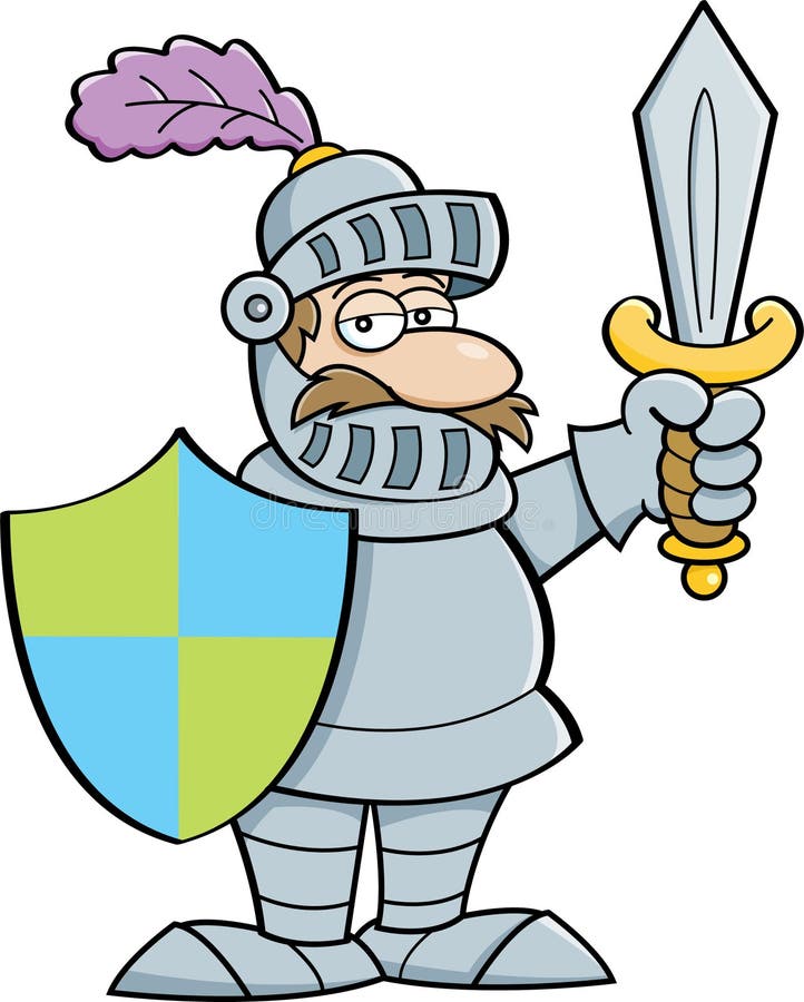Cartoon Knight With A Sword And Shield Stock Vector - Illustration of ...