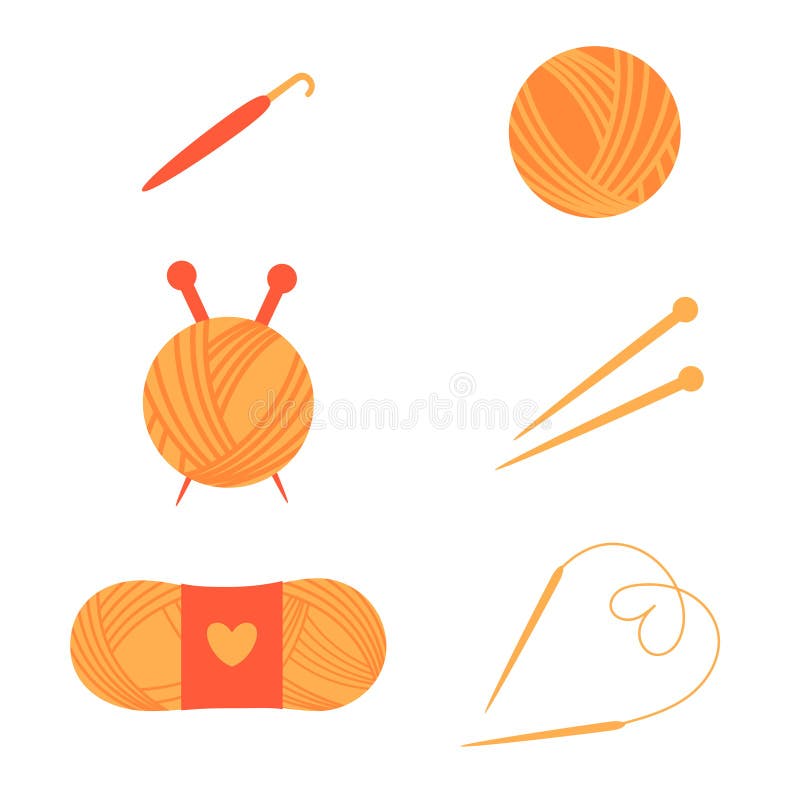 Cartoon Knitting Tools Kit with Crochet and Needle Stock Vector