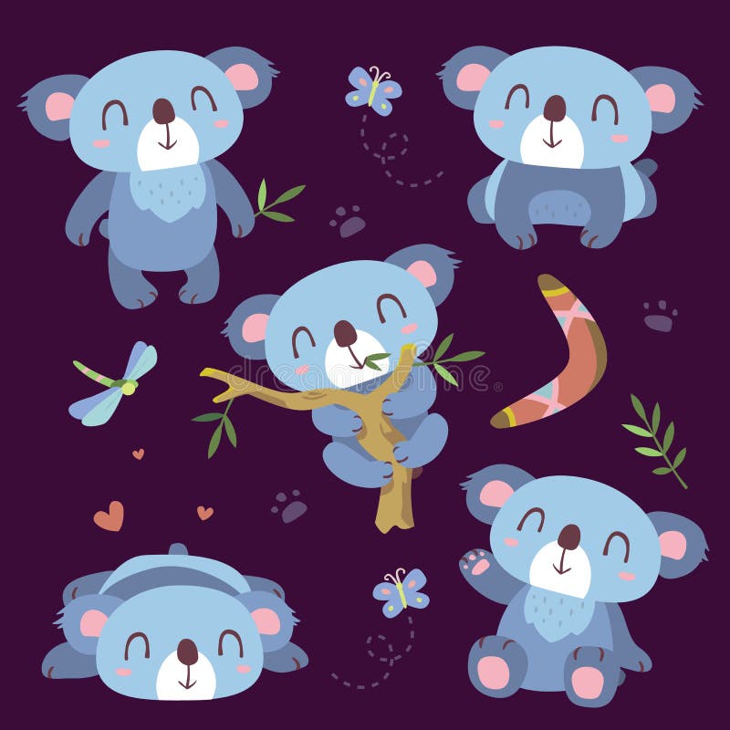 Cartoon koala set royalty free illustration Cartoon koala set royalty free illustration