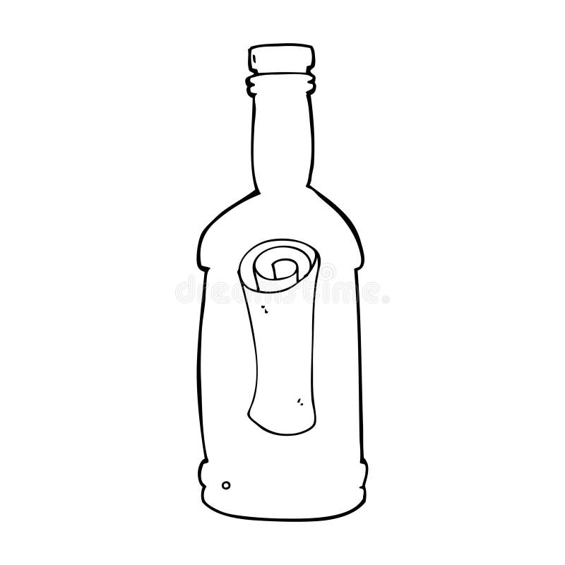 cartoon letter in a bottle