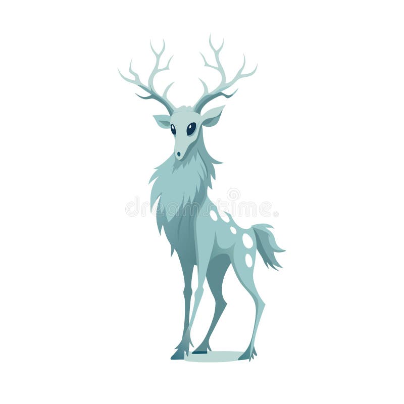 Cartoon Light Blue Deer mit White Spots und Antlers Vector Illustration stock abbildung