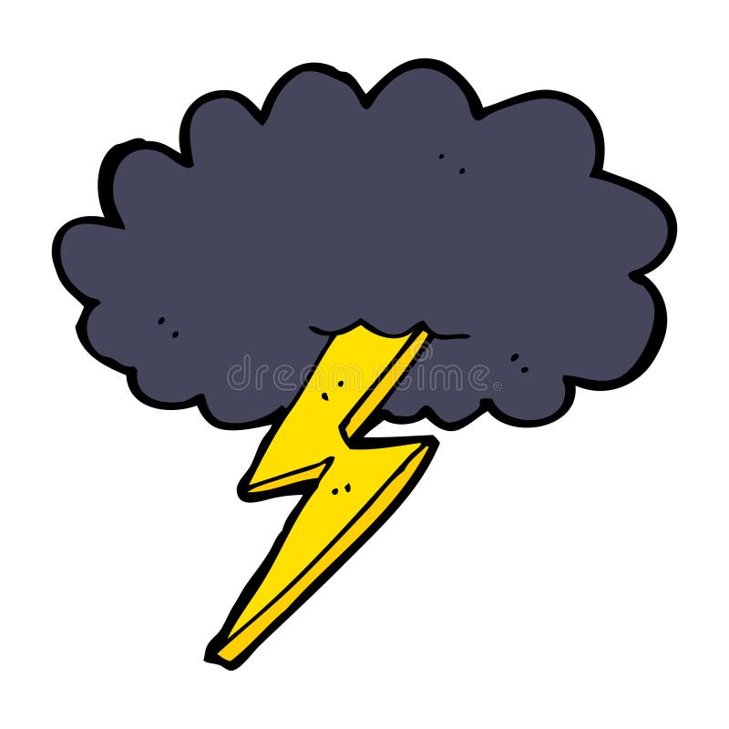 cartoon lightning bolt and cloud