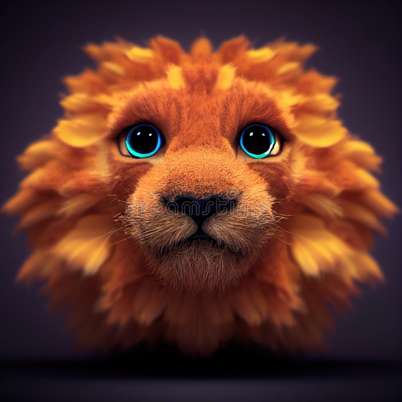 Cartoon Lion Head. AI Render Stock Illustration - Illustration of lion ...