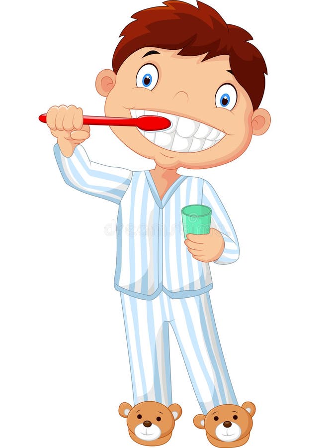 Boy Brushing His Teeth Stock Illustrations – 124 Boy Brushing His ...