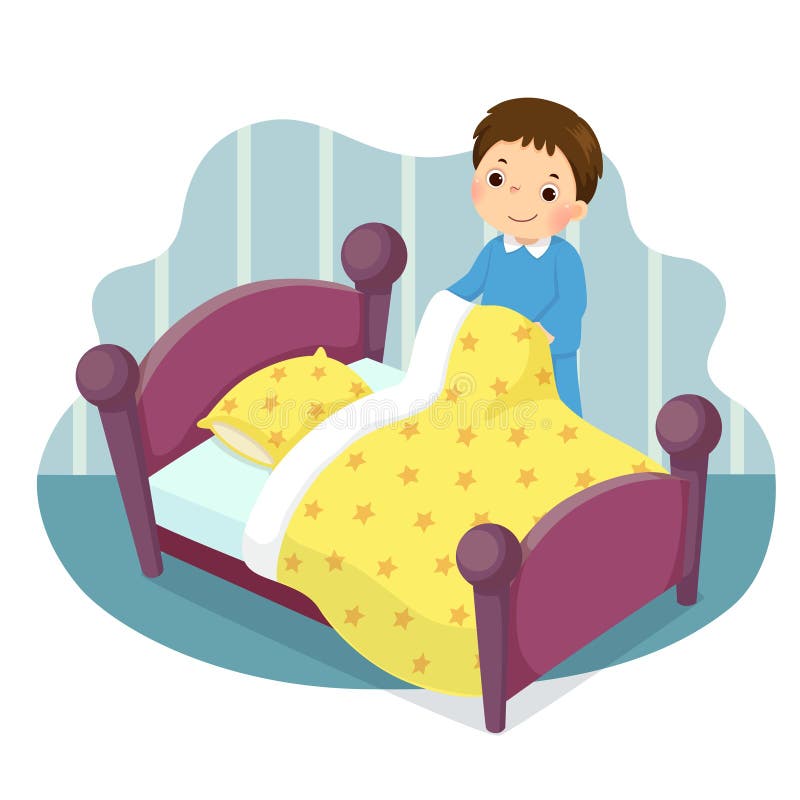 child making bed clip art