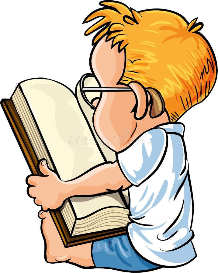 Cartoon Boy Reading a Comic Book Stock Illustration - Illustration of ...