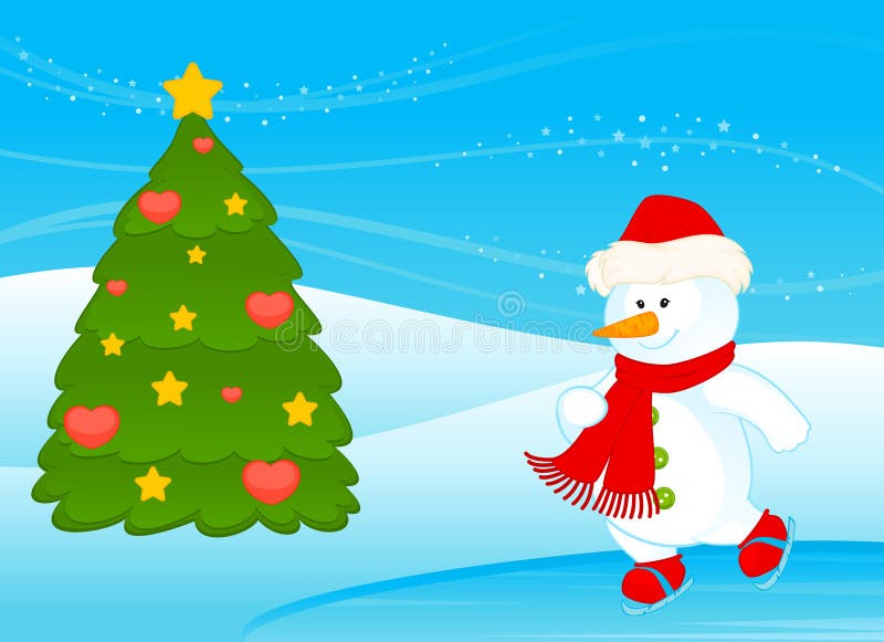 Cartoon little cute snowman