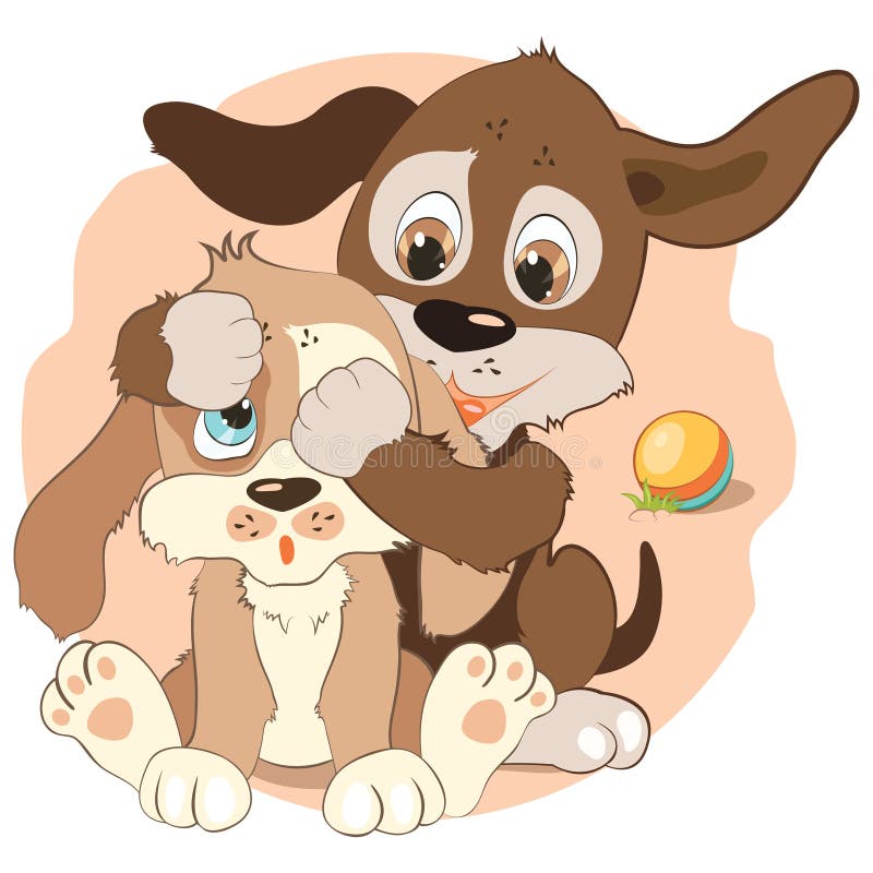 Cartoon little dogs. stock vector. Illustration of happy - 52695851