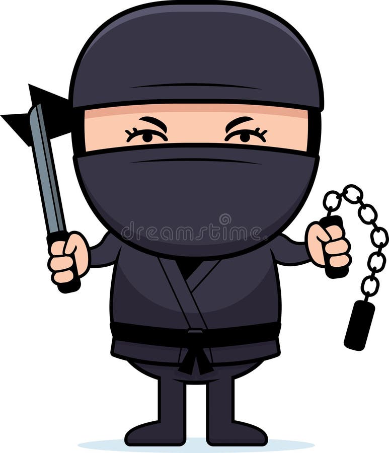 Cartoon Little Ninja Weapons stock illustration