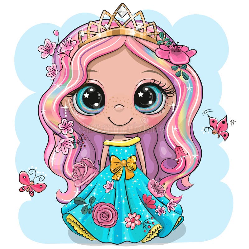 Premium Vector | Beautiful princess woman hand drawn cartoon sticker icon  concept isolated illustration