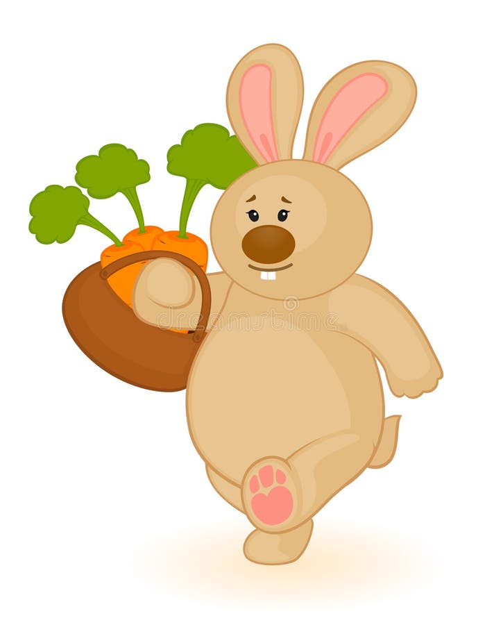 Cartoon little toy bunny with carrot