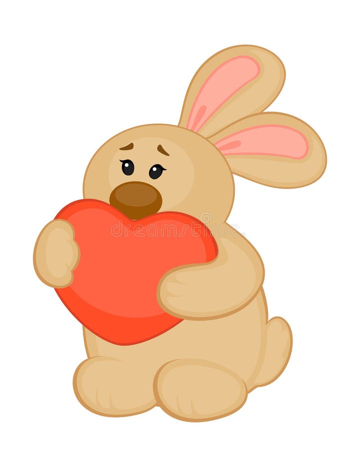 Cartoon little toy bunny with heart