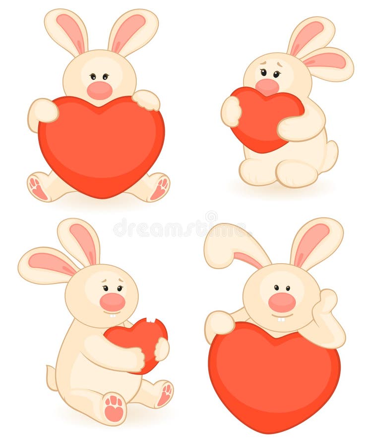 Cartoon little toy bunny with heart