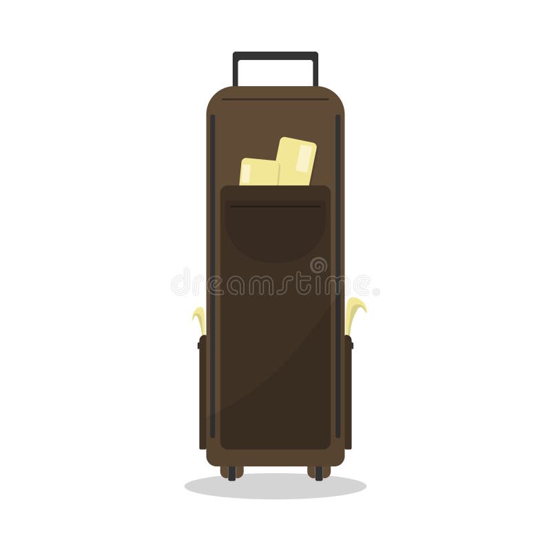 Cartoon Luggage Suitcase on Wheels. Isolate on a White Background