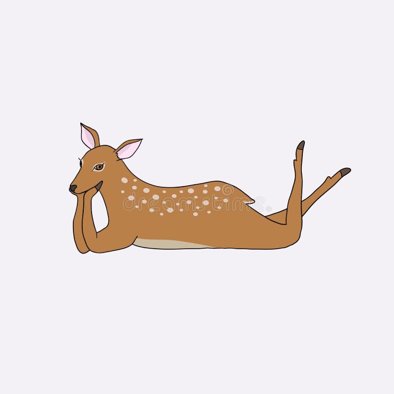 Cartoon lying deer girl isolated. 