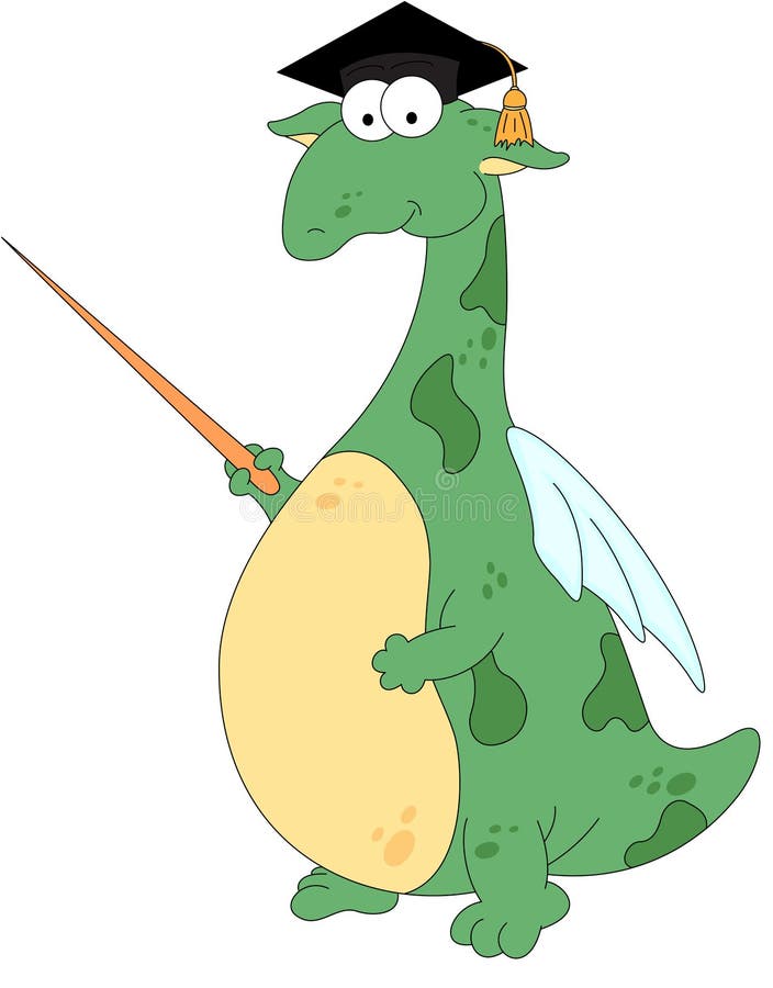 Cartoon magister dragon with a pointer