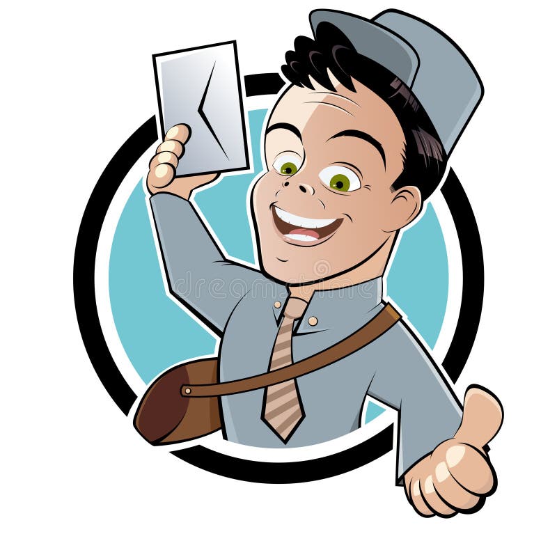 Cartoon mail or postman stock vector. Illustration of positivity - 22357501