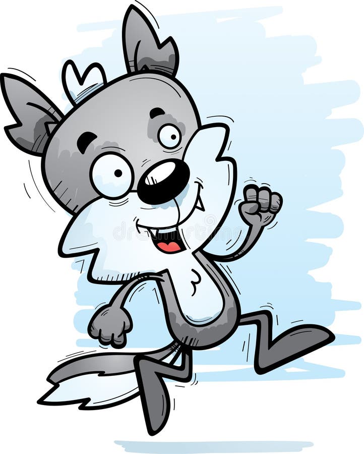 Cartoon Male Wolf Running stock illustration