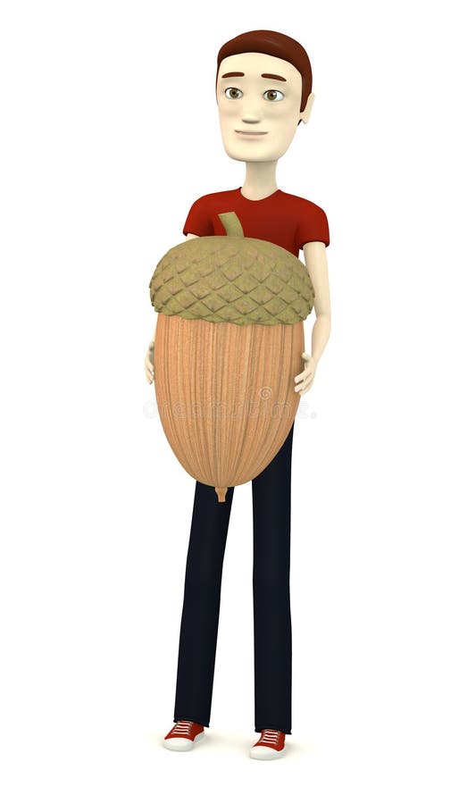 Cartoon man with acorn stock illustration. Illustration of girl - 31202540
