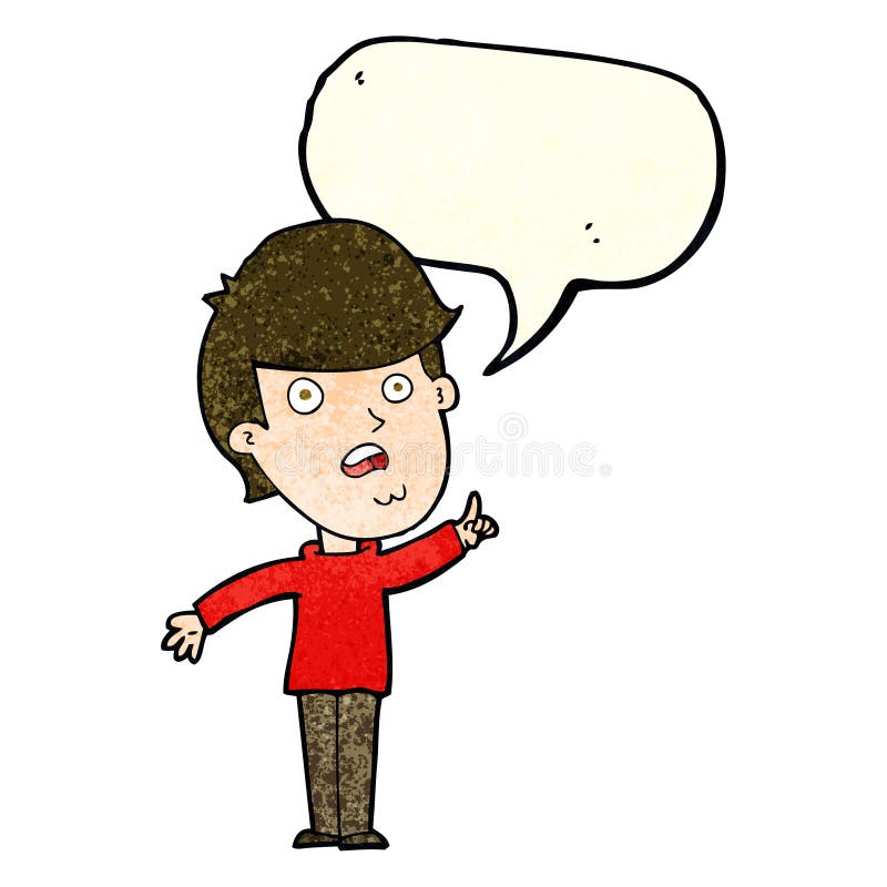 Cartoon Man Asking Question With Thought Bubble Stock Illustration