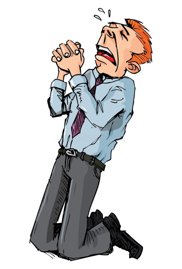 Cartoon Man Begging for Mercy Stock Vector - Illustration of legs