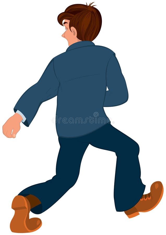 Cartoon Man in Blue Jacket and Blue Pants Walking Away Back View Stock  Vector - Illustration of cartoon, character: 43782911