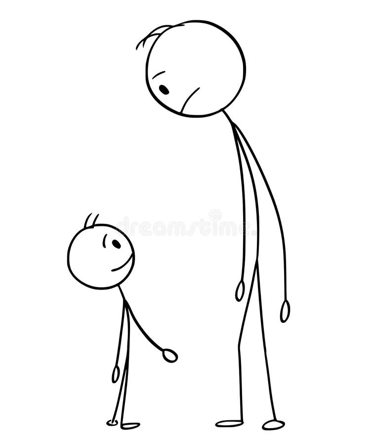 Cartoon of Man and Boy or Father and Son Stock Vector - Illustration of  graphic, question: 141158198