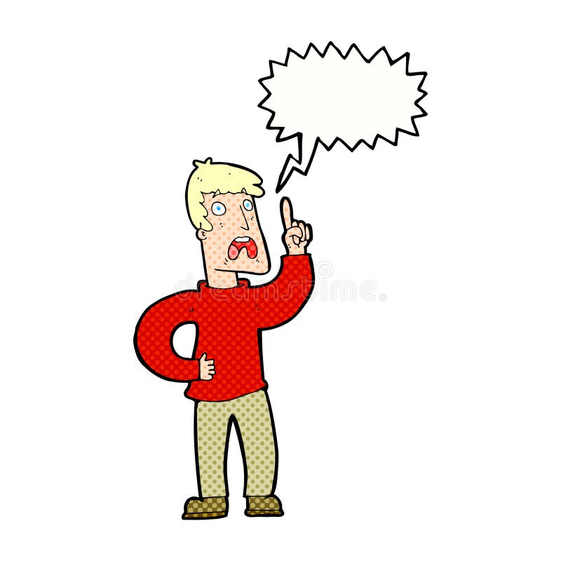 cartoon man with complaint with speech bubble