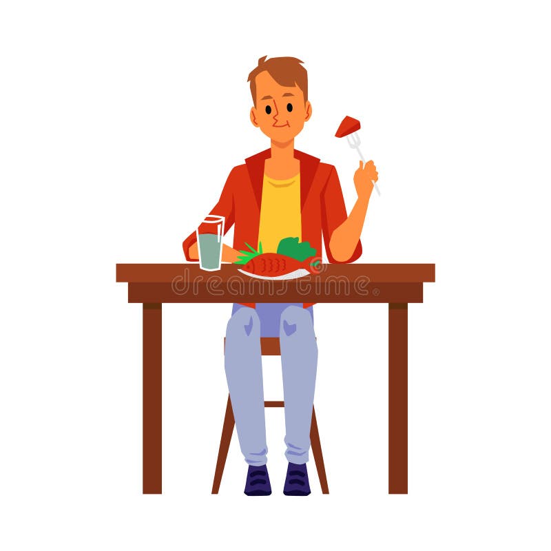 Two Men Eating Healthy and Unhealthy Food at Separate Tables Stock Vector - Illustration of smiling, burger: 184032929 Two Men Eating Healthy and Unhealthy Food at Separate Tables Stock Vector - Illustration of smiling, burger: 184032929