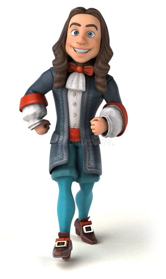 Cartoon man in historical baroque costume royalty free illustration