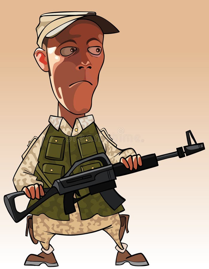 Cartoon Man Holding A Gun In His Hands Stock Vector - Illustration of