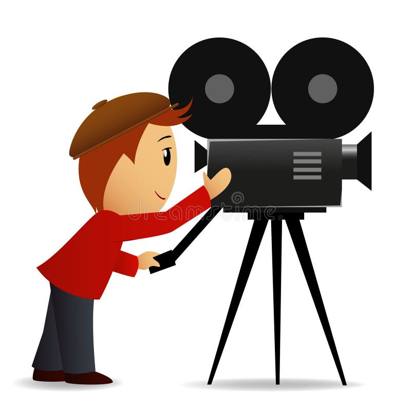 Cartoon Man with Movie Camera Stock Vector - Illustration of film,  reporter: 18580072