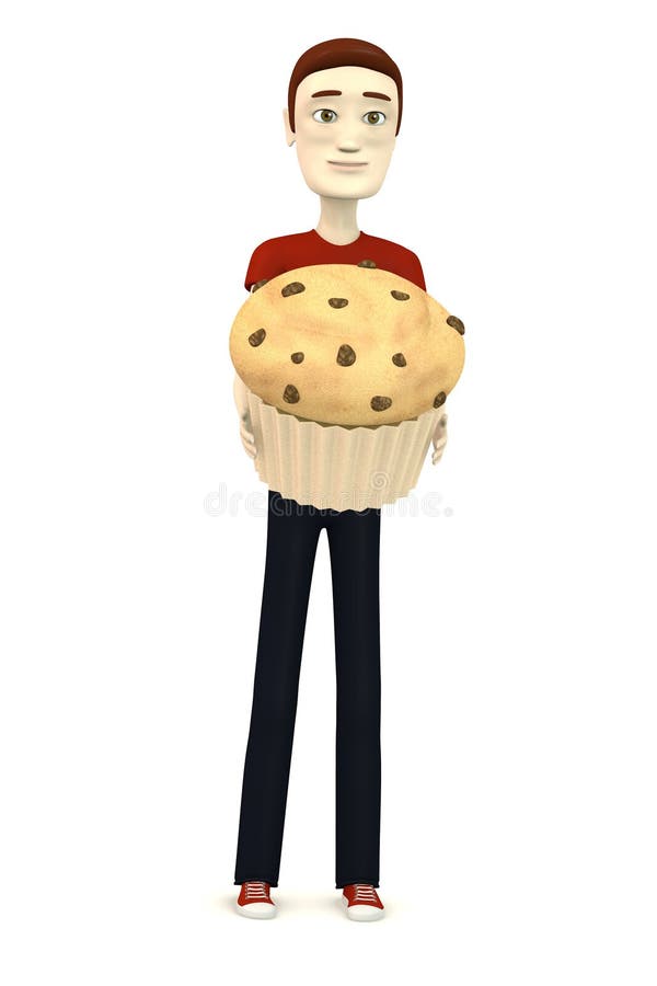 Cartoon man with muffin stock illustration. Illustration of business