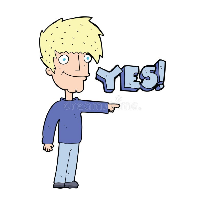 cartoon man saying yes