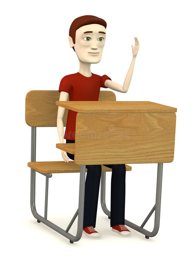 Cartoon Man on School Chair Stock Illustration - Illustration of table,  chair: 30577193