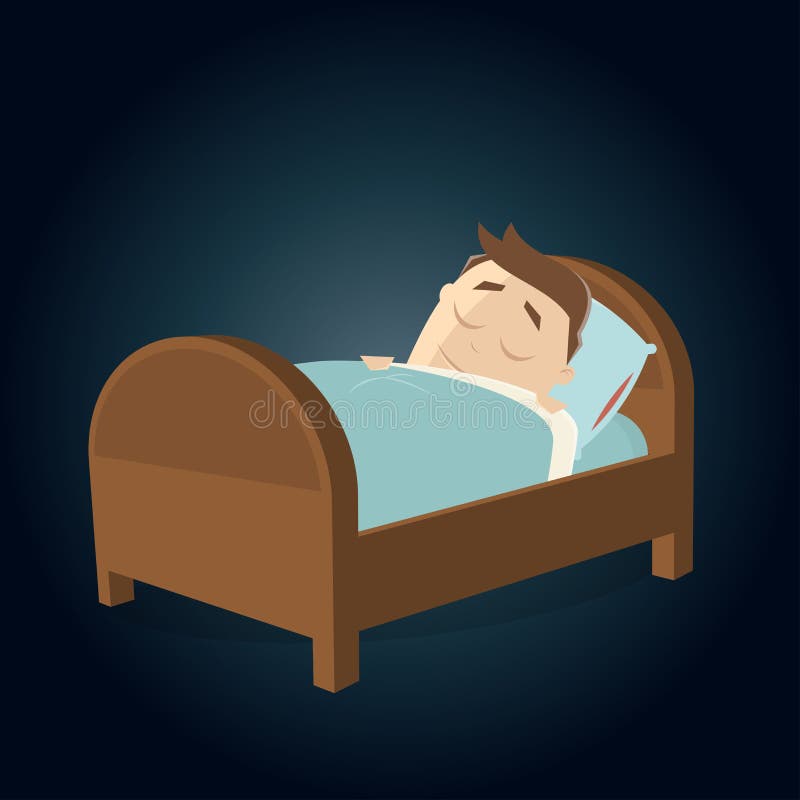 Man Sleeping In Bed Cartoon - Hallerenee