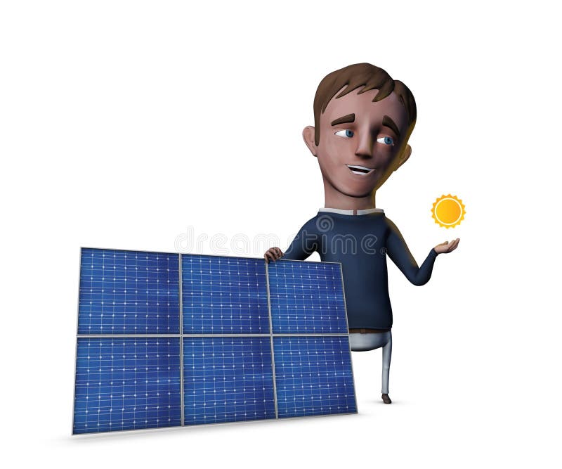 Cartoon Man With Solar Panels Stock Photo Image 23814350