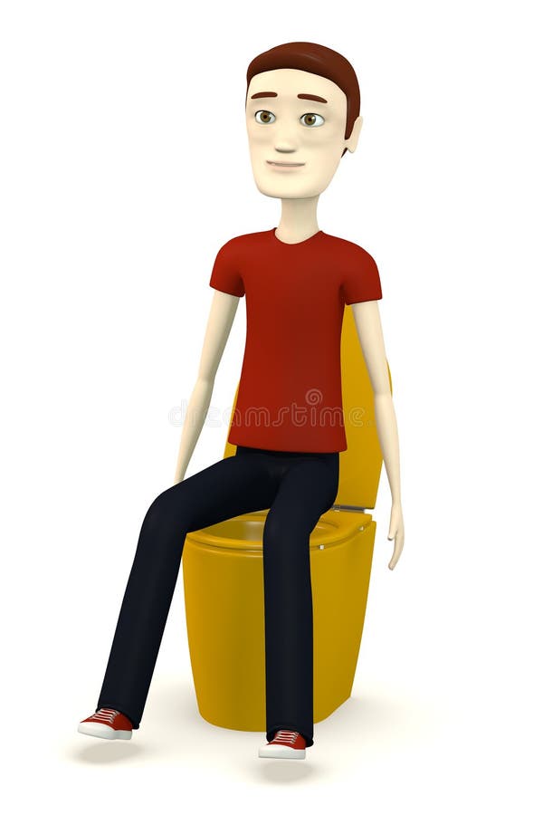 Cartoon man on toilet stock illustration. Illustration of cartoon