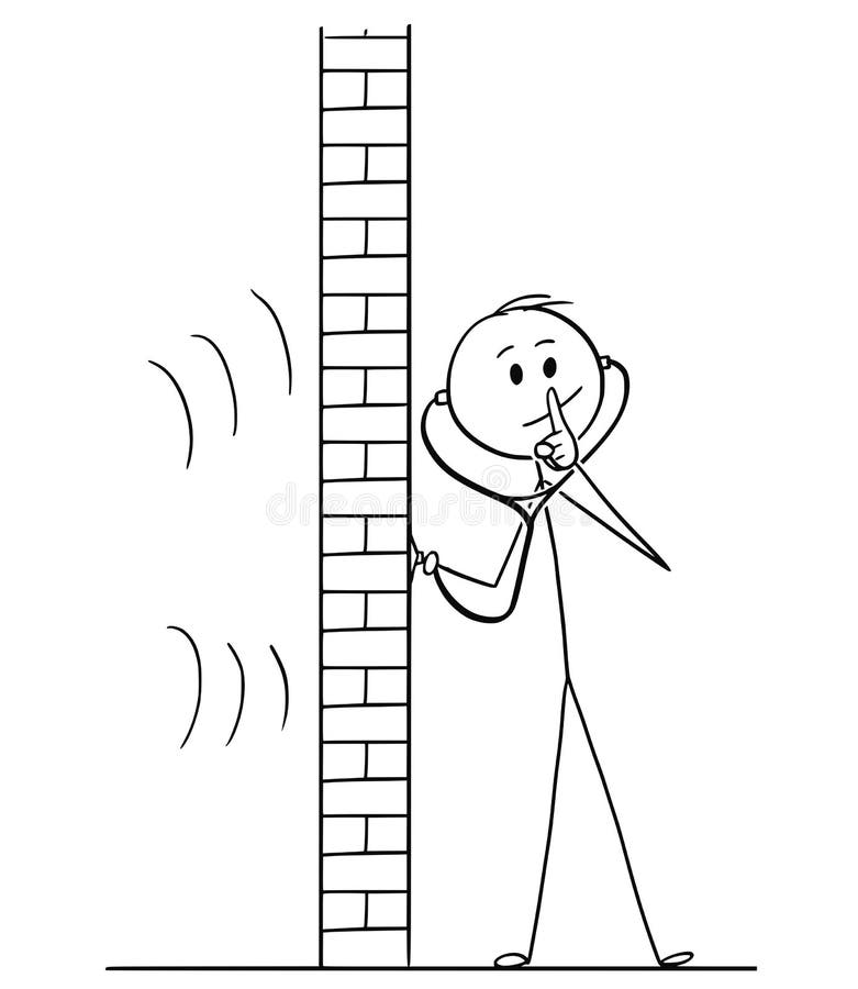 Cartoon of Man Using Stethoscope or Phonendoscope To Spy And Showing Silence Gesture stock illustration Cartoon of Man Using Stethoscope or Phonendoscope To Spy And Showing Silence Gesture stock illustration