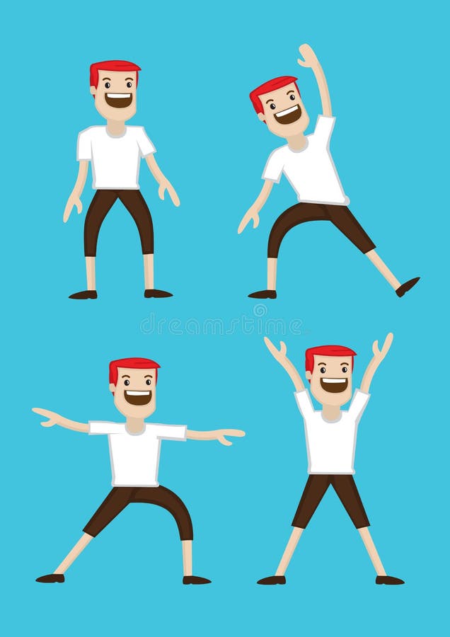 Cartoon Man Warm-up Stretching Exercises royalty free illustration