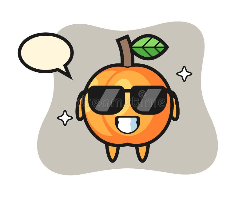 Cartoon mascot of apricot with cool gesture