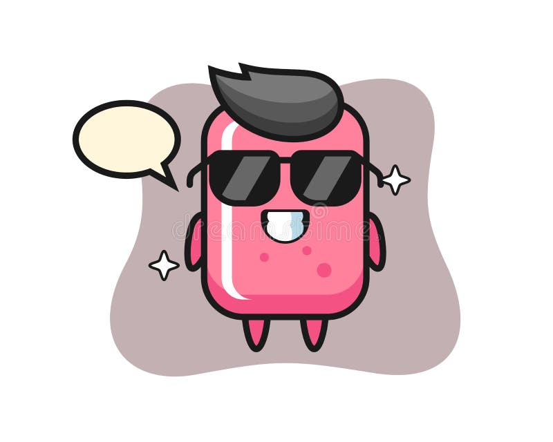 Cartoon mascot of bubble gum with cool gesture