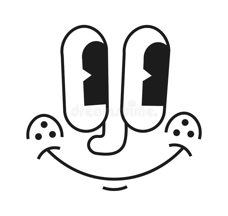 Cartoon Mascot Character. Vintage Retro Faces. Vector Funny Smile ...