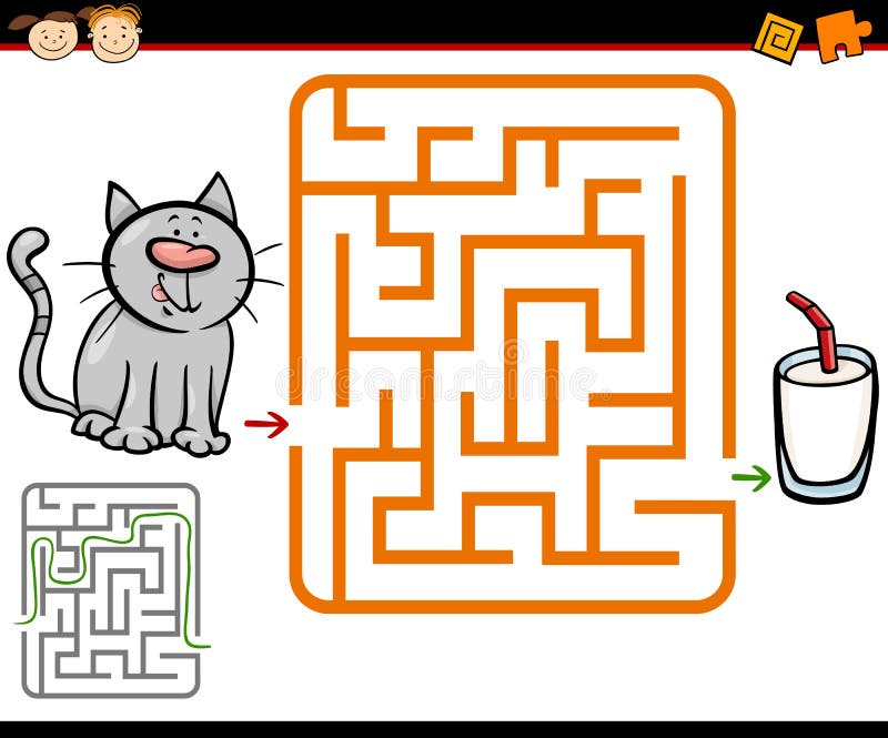 Cartoon Maze or Labyrinth Game Stock Vector - Illustration of logic