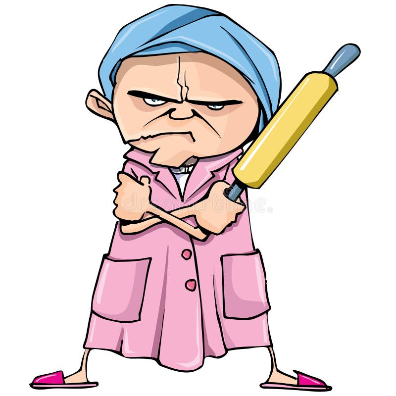 Download Cartoon of mean old woman stock vector. Illustration of ...