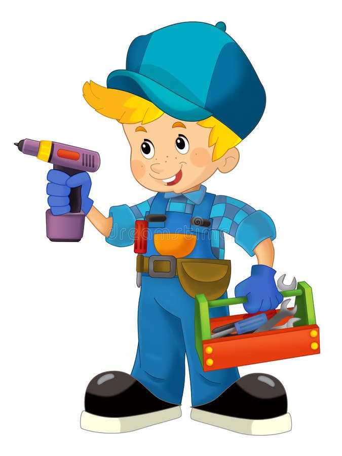 Cartoon mechanic - boy stock illustration. Illustration of ...