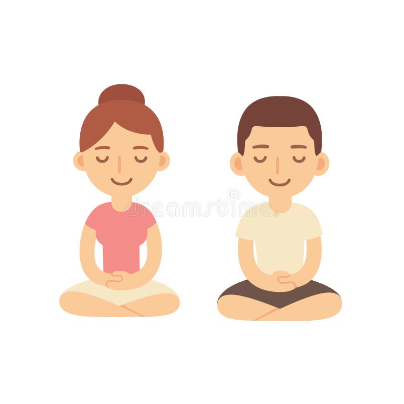 Cartoon meditating couple