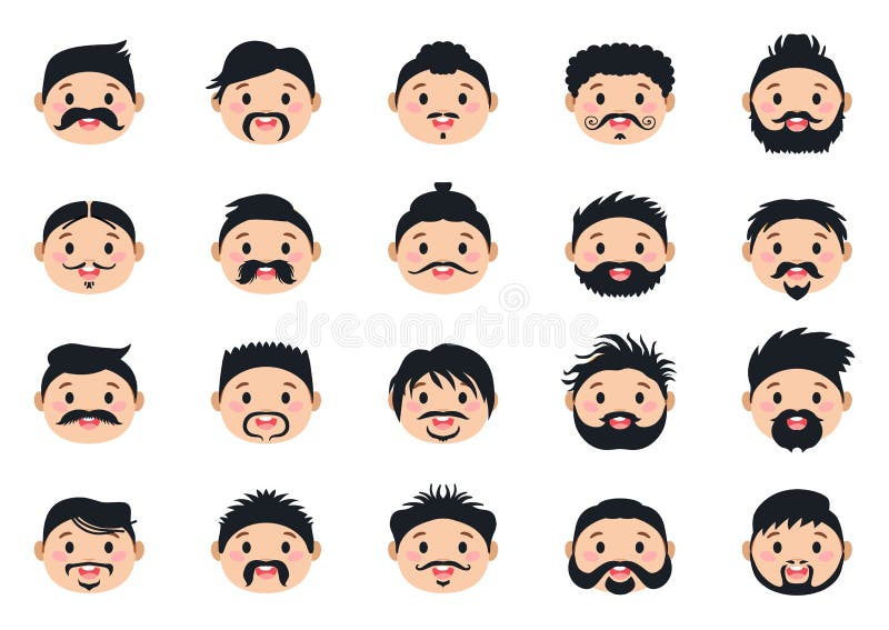 A Cartoon Men Hairstyles Set. Vector Illustration. Stock Vector -  Illustration of facial, hipster: 186361349